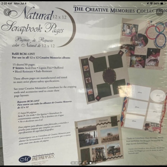 COPY - Creative Memories Natural Scrapbook Pages 12 by 12 1 package - Picture 3 of 5